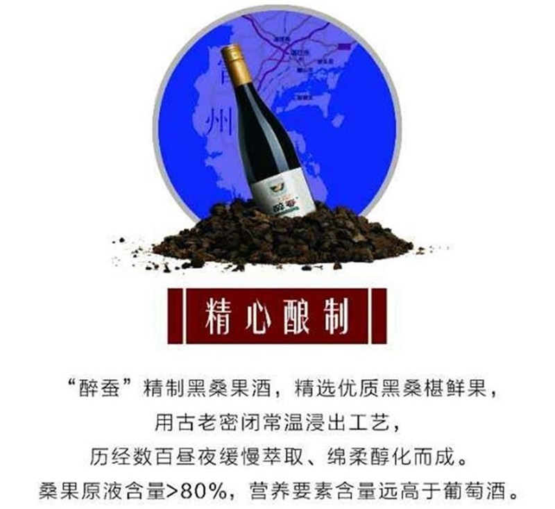 醉蚕精制黑桑果酒古法桑葚酒